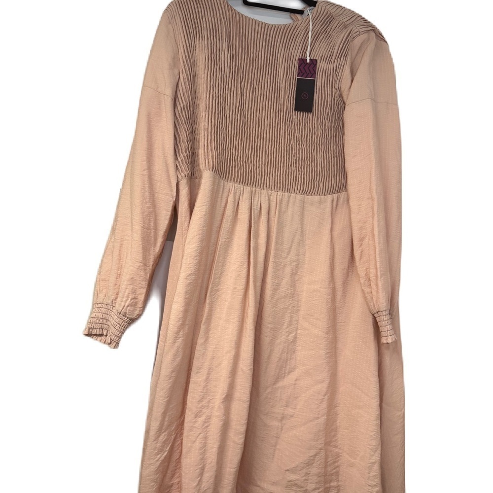 Pink and Pasley NWT Long Sleeve Dress bundle bubble shoulder scrunch waist midi - Picture 3 of 6